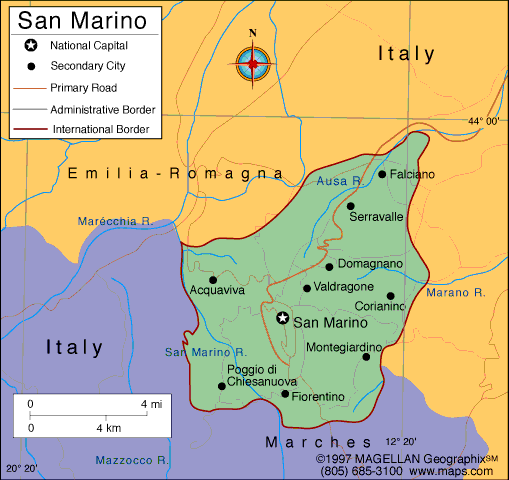 san marino map italy